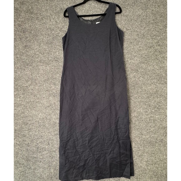 VTG Jessica Howard Linen Maxi Dress 12 Blue Sleeveless Cottagecore Coastal Chic - Picture 1 of 6